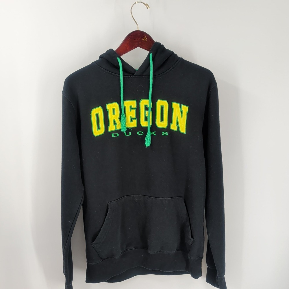 VTG Y2K Oregon Ducks‎ Football Colosseum NCAA Mens Spellout Hoodie Black Sz S